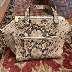 kate spade Neutral Snake-Print Satchel with Gold Hardware